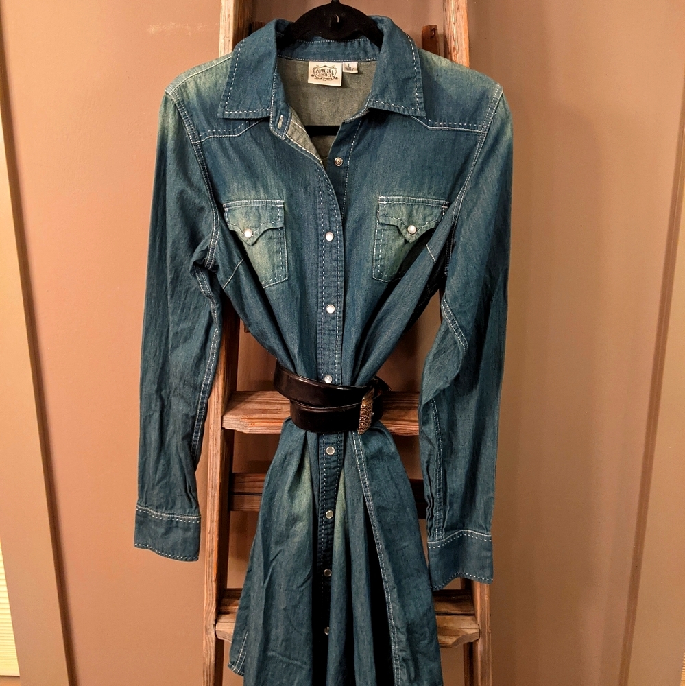 Cowgirl Justice Denim Shirt Dress